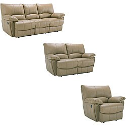 Oakley Tan Reclining Leather Sofa, Loveseat and Reclining Chair