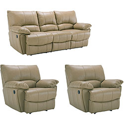 Oakley Tan Reclining Leather Sofa and Two Reclining Chairs