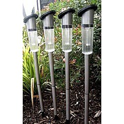Stainless Steel Pole Slim Solar Lights (Set of 8)