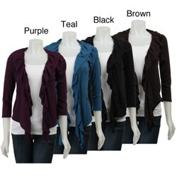 Nice Wear Women's 3/4-sleeve Ruffle-front Knit Top.