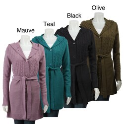 Chances R Women's Hooded Button-front Sweater.