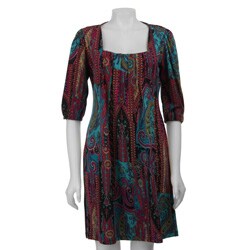 Tiana B. Women's Multicolor Paisley Print Dress.