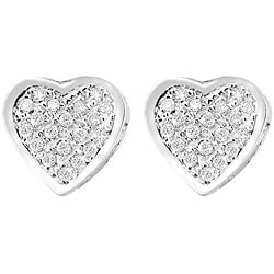 Sterling Silver 1/10ct TDW Diamond Heart Earrings (H-I. I2-I3)