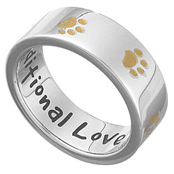 Stainless Steel 'Unconditional Love' Cat/ Dog Ring
