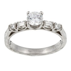 Tacori Platinum CZ and 1/6ct TDW Diamond Engraved Engagement Ring (G, VS)