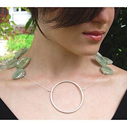 Sterling Silver Aventurine Quartz Designer Necklace (USA)