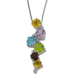 Sterling Silver Diamond and Multi-gemstone Journey Necklace