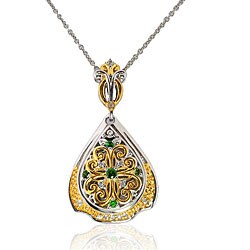 Michael Valitutti Silver/ Palladium/ 18k Vermeil Chrome Diopside Necklace