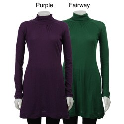 Qi Women's Cashmere Blend Turtleneck Trapeze Dress