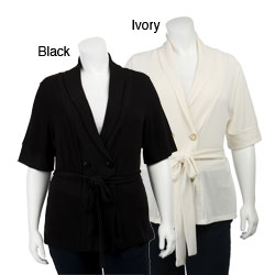 Sam & Max Women's Plus Size Self Tie Sweater