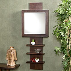 Espresso Ladder Shelf Wall Mount Jewelry Armoire