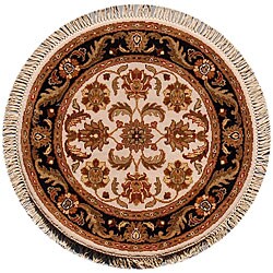 Hand-knotted Huaxia Wool Rug (4' Round).