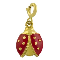 14k Yellow Gold and Red Enamel Polished Ladybug Charm