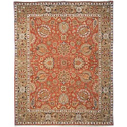 Chinese Treasures Hand-knotted Copper/ Green Wool Rug (6' x 9')