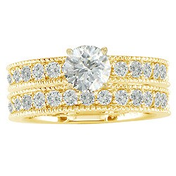 14k Gold 1 1/2ct TDW Diamond Eternity Bridal Ring Set (H, I1)