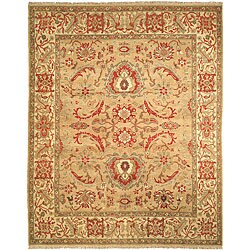 Oushak Hand-knotted Gold/ Ivory Wool Sari Rug (8' x 10')