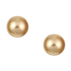 14k Gold Dyed Golden South Sea Pearl Stud Earrings (10-10.5 mm)