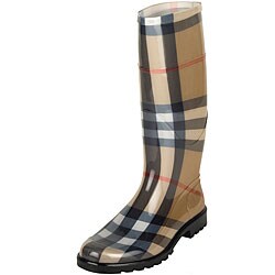 Burberry Women's Beige Check Pull-on Rain Boots