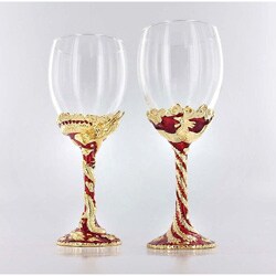Handcrafted Dragon/ Rooster Wine Glasses (Set of 2)