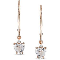 10k Pink Gold Morganite Hearts and Diamond Accent Earrings