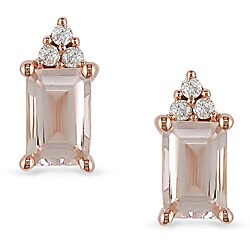 10k Pink Gold Morganite Diamond Accent Earrings