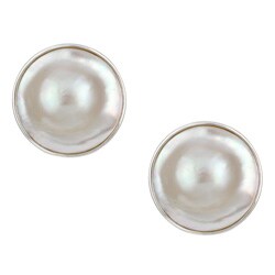 Sterling Silver Mabe Pearl Earrings (22-23 mm)