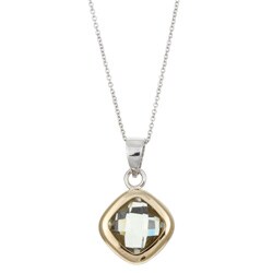 Sterling Silver/ 14k Yellow Gold Green Amethyst Necklace