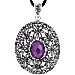 Ken Craft Jewelry Sterling Silver CZ and Marcasite Necklace