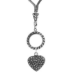 Ken Craft Sterling Silver Marcasite Heart Necklace