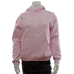 Los Angeles Pop Art Women's Pink 'Peace 77 Languages' Hoodie.