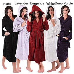 Alexander Del Rossa Women's 18-ounce Terry Cotton Hooded Bathrobe.