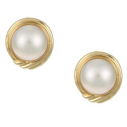 14k Yellow Gold Mabe Pearl Swirl Earrings (13 mm)