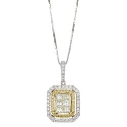 18k Gold 1ct TDW Yellow, White, Green Diamond Necklace (H-I, I1)