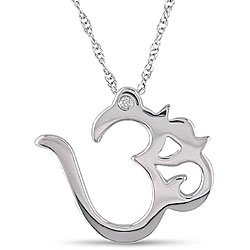 10k White Gold Diamond Accent Yoga Om Themed Necklace