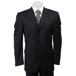 Claiborne Men's Athletic Black Multi-stripe Suit