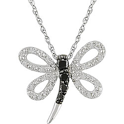 10k Gold 1/6ct TDW Diamond Dragonfly Necklace (H-I, I2-I3)