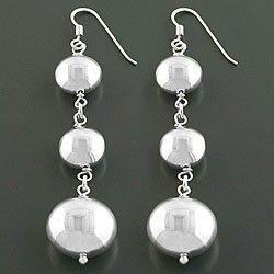 Sterling Silver Linear Bead Drop Earrings (Italy)
