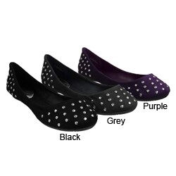 Bamboo by Journee Faux Suede Studded Ballet Flats