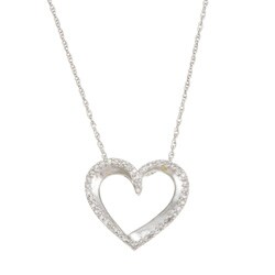 Sterling Silver 1/5ct TDW Diamond Open Heart Necklace (I-J, I1-I2)