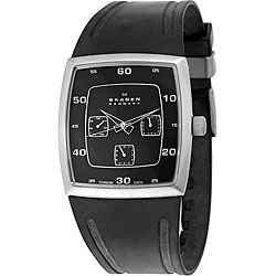 Skagen Men's Black Rubber Strap Titanium Watch.