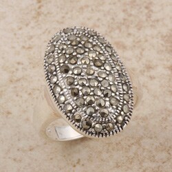 Sterling Silver Marcasite Oval Ring (Thailand)