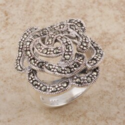 Sterling Silver Marcasite Rose Ring (Thailand)