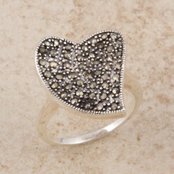 Sterling Silver Marcasite Concave Heart Ring (Thailand)