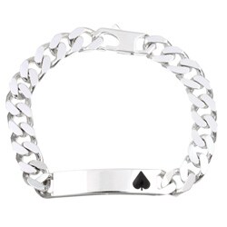 Sterling Silver Men's Spade Suits ID Bracelet