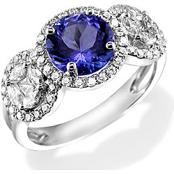 14k White Gold Tanzanite and 5/8 TDW Diamond Ring (H-I, I1-I2)