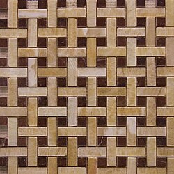 Baden Bath Yellow Onyx/ Sangria Red Marble Mosaic Tiles