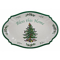 Spode 'Bless this Home' 11x7 Christmas Tree Tray