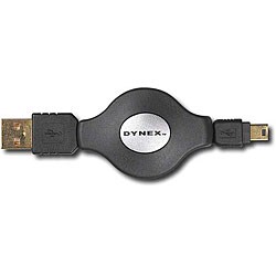 Dynex USB Retractable A to Mini B 5-pin Cable (Refurbished)
