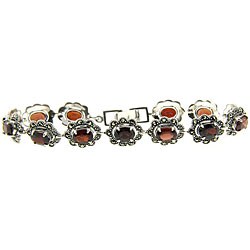 Sterling Silver Marcasite and Garnet Bracelet