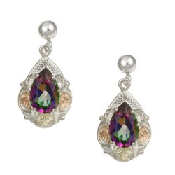 Silver and Black Hills Gold Mystic Fire Topaz Earrings